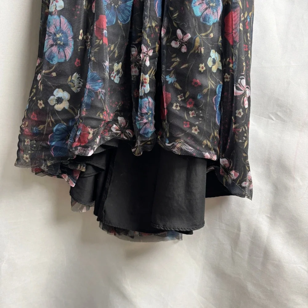 Disney LC Lauren Conrad Snow White Floral Mesh High Low Dress Black 8 Whimsigoth